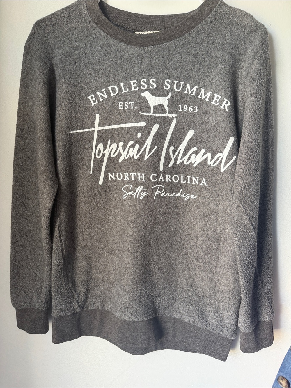 Topsail Island Gray Crewneck Sweatshirt - Endless Summer Graphic